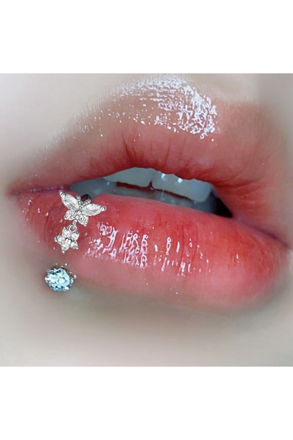 Stainless Steel Lip Ring Butterfly Star Bat Piercings Nose Rings Earrings Spicy Girl Heart Vertical Labret Piercing Body Jewelry