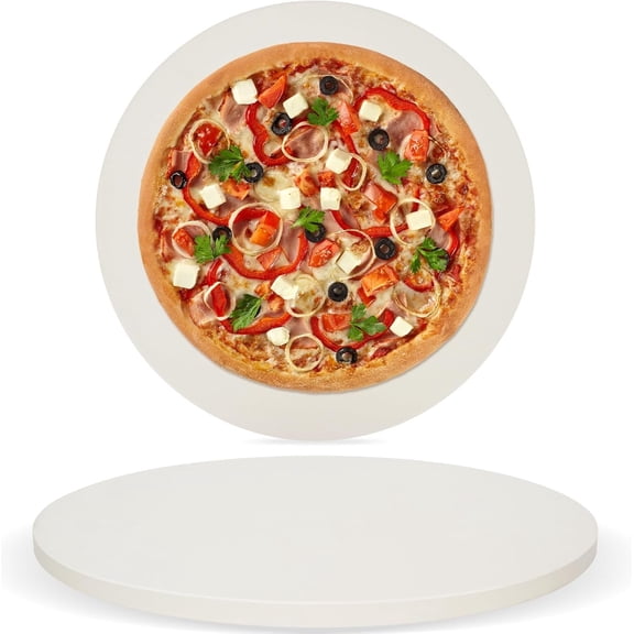 OOD AIN Pizza Stone for Oven rill - 15'' Round Bakin Stone for Bread, Pies | Cordierite Oven Stones for Cookin | Indoor,Outdoor | Durable, Heat Shock Resistant (White)