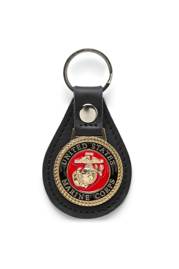 Marine Corps USMC Leather Keychain - Black