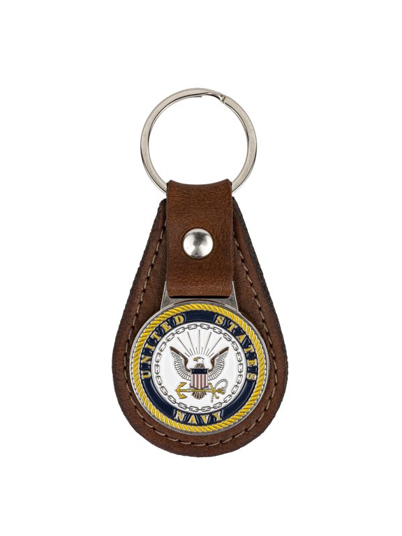U.S. Navy Leather Keychain - Brown