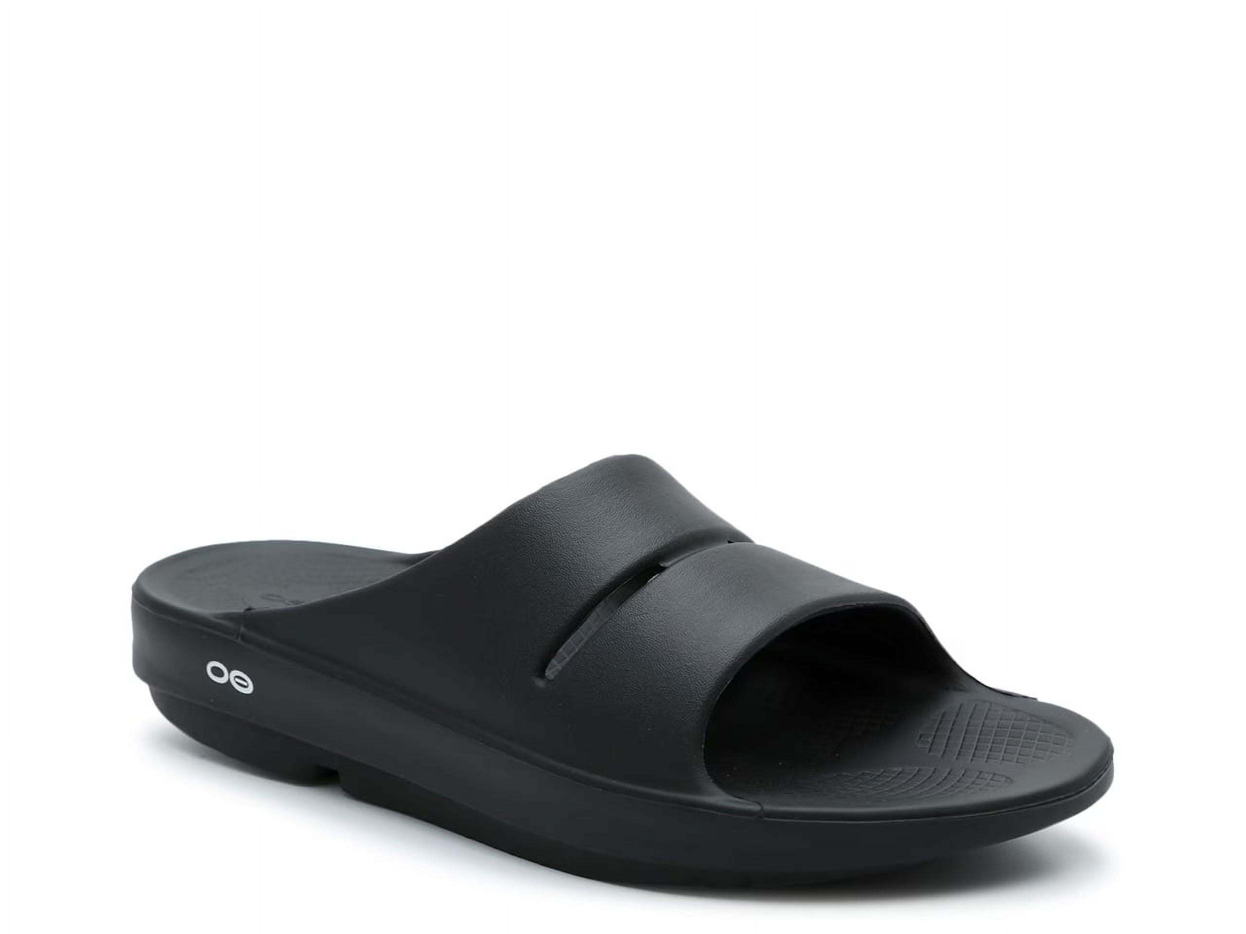 OOFOS（ウーフォス）OOAHH - BLACK M8/W10 27cm OOFOS Mens Textured Sport Slide Sandals, Ooahh Model, Black