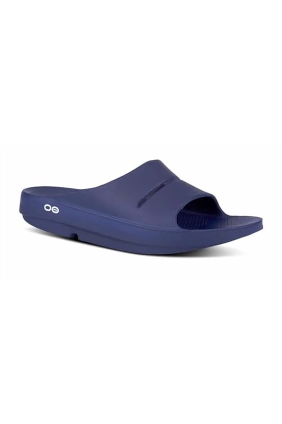 OOahh Slide, Navy - Men’s Size 8, Women’s Size 10 - Lightweight Recovery Footwear - Reduces Stress on Feet, Joints & Back - Machine Washable