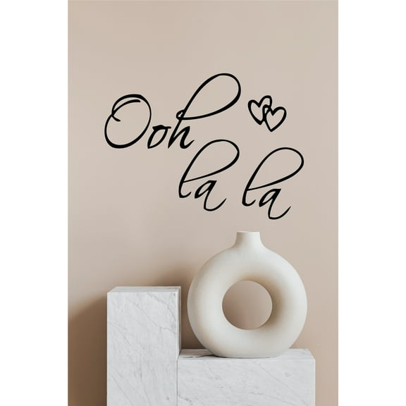 OOH LA LA Paris France Hearts Love Quote Vinyl Wall Decal - Removable Peel & Stick Art for Home, Bedroom, Office Décor - French-Inspired Romantic Wall Sticker & Chic Parisian Décor