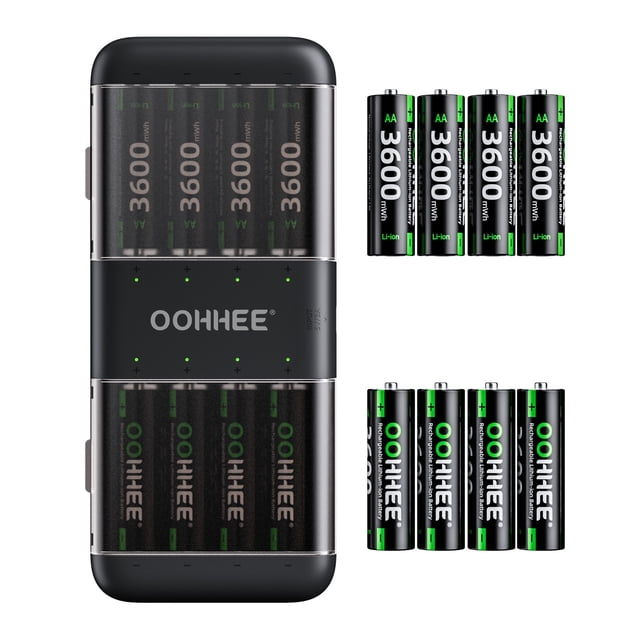 Box Batter Design OOHHEE 16x 1.5V AA Lithium Batteries Rechargeable 3600mWh Box Storage ...