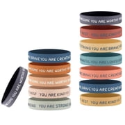 OOINQQ 20 Pcs Motivational Wristbands Bulk for Student Inspirational Rubber Bands Stretch Affirmation Silicone Bracelet Halloween Class Prizes Teacher Gifts