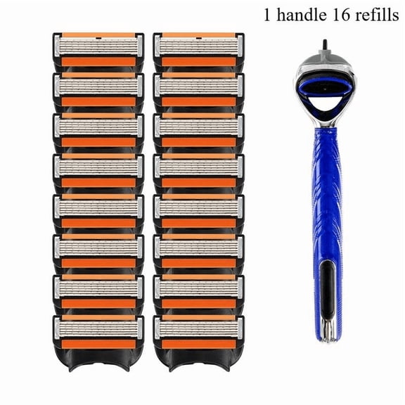 OOINQQ 6-Blade Men’s Razor with 16 Refill Cartridges – Ergonomic Design for a Smooth, Precision Shave