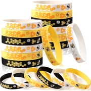 OOINQQ Bee Silicone Bracelets Bulk Honeybee Rubber Wristbands Pack for World Bee Day Birthday Party Favors Decorations Spring Summer Party Supplies Gifts for Bags