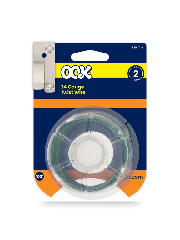 Hanging Wire, 100 ft, 2 lbs, 24 Gauge Twist Wire, Plastic Coated Steel, Green