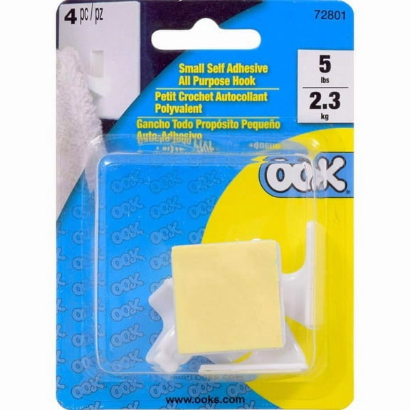 OOK 72801 Utility Hook 10 lb Weight Capacity Self Adhesive Plastic