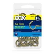 Ook Cup Hooks, 1-1/4", 1 lbs, Screw Hooks, Steel, Matte Brass, 40 pack