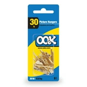 Ook Picture Hangers, 30 lbs, for Drywall and Wood, Steel, Brass Finish, Gold, 6 pack
