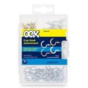 Ook Cup Hangers, Cup Hook Assortment, Various Sizes and Colors, Steel, Brass / Zinc Finish / White / White Vinyl Finish, 55 pack