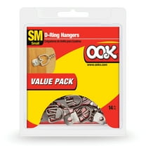 Ook D-Ring Picture Hanger, Frame Hanger, Small, Steel, Zinc Finish, Silver, 14 pack
