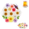 thumbnail image 1 of OOK Dried Flower Drink Coasters, Floral Resin Drink Cup Mat Non-Slip Cute Hexagon Coasters for Drink Coffee Table Wooden Desk Kitchen Bar Mugs Home Decor, 1 of 6