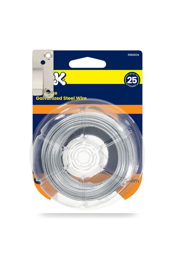 Hanging Wire, 110 ft, 25 lbs, 18 Gauge Wire,, Galvanized Steel, Silver