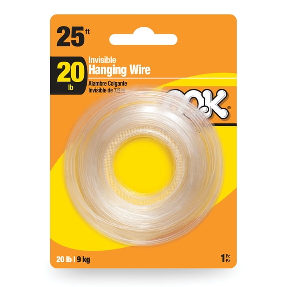 Ook Nylon Invisible Hobby Wire, DIY Hanging Wire, 25 ft, 20 lbs, Clear