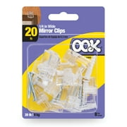 Ook Wide Mirror Clip Holders, Large Mirror Hangers, 20 lbs, Plastic, Screw-in, Clear, 8 pack