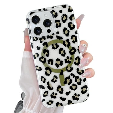 OOK Magnetic Case For iPhone 16 Pro Max, Compatible with Magsafe Sparkly Glitter Clear Cute Leopard Protective Phone Case with Screen Protector for Girls Women, Gold
