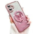 thumbnail image 1 of OOK Magnetic Case for iPhone 16 with Screen Protector, Compatible with Magsafe Cute Butterfly Kickstand Glitter Sparkly Rhinestone Case with Camera Protector for Women Girls, Pink, 1 of 6