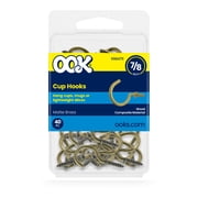 Ook Cup Hooks, 7/8", 0.5 lbs, Screw Hooks, Steel, Matte Brass, 40 pack