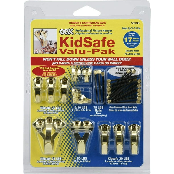 OOK Picture Hangers Art Hangers Kid Safe Brass Reusable Picture Hooks b Value Pack