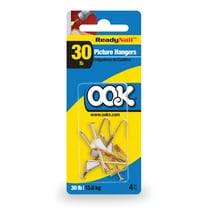 Ook Picture Hangers, ReadyNail, 30 lbs, Steel Picture Hooks, Brass, Brass, 4 pack