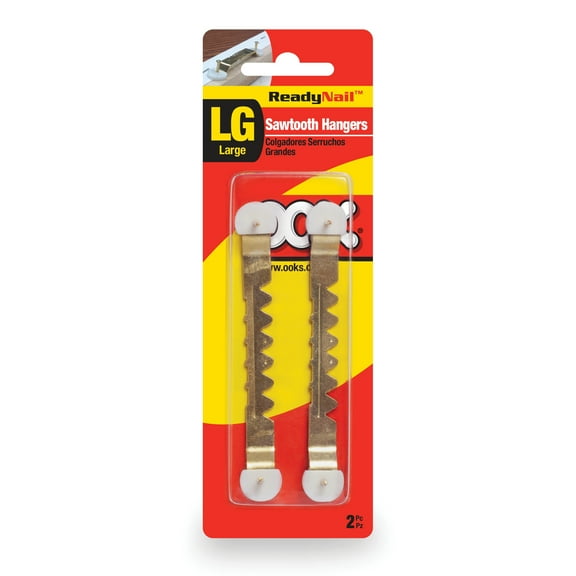 Ook Sawtooth Picture Hangers, Small Mirror Hangers, Steel, Brass, Gold, 2 pack