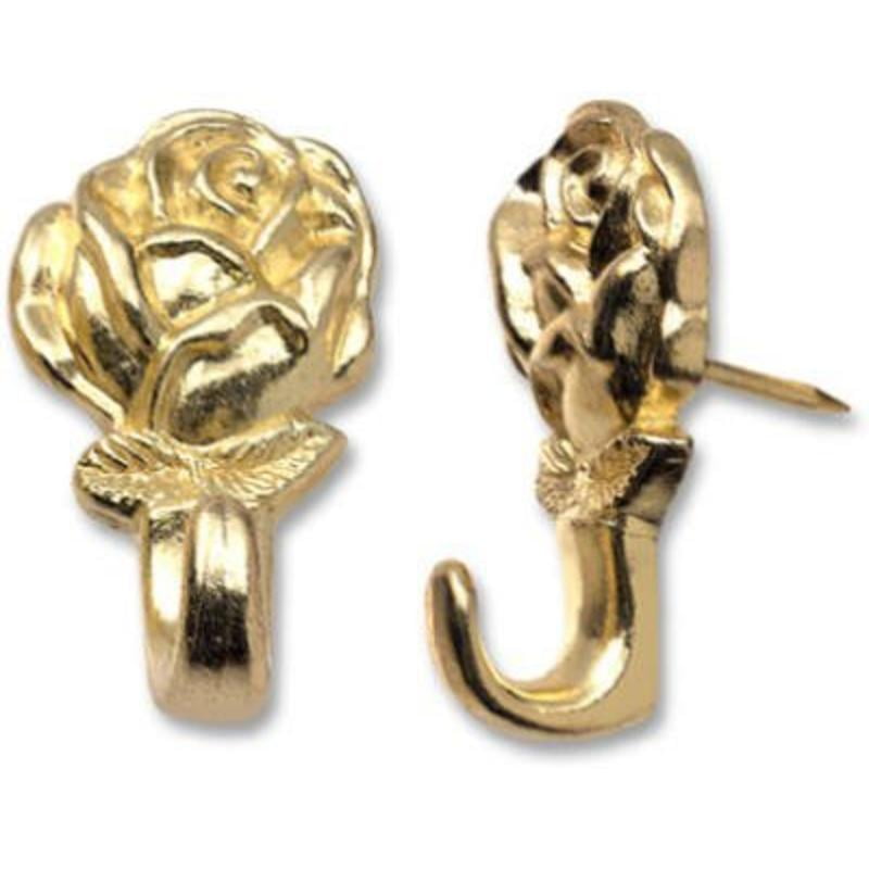 OOK Rose Push Pin Hangers Brass-Plated  1 unit package of 3