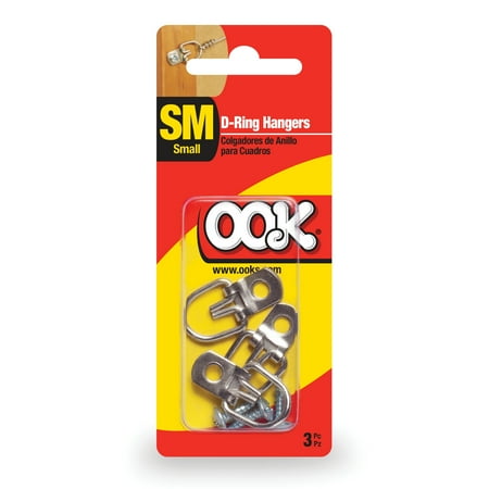 OOK Small D-Ring Hangers, Zinc Plated, 3 Pieces