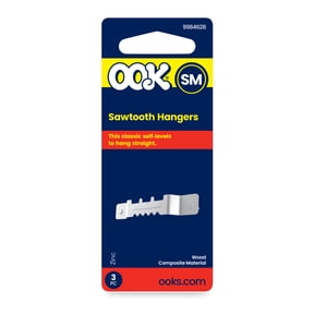 Ook Sawtooth Picture Hangers, ReadyNail, Small, Self-leveling, Steel, Zinc Finish, Silver, 3 pack
