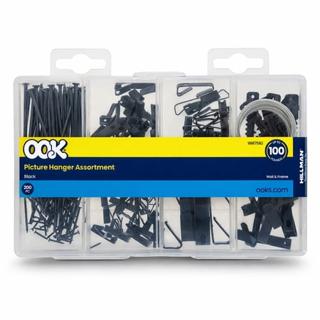 Ook Picture Hanging Kit, 10-100 lbs, Steel, Matte Black, 200 pack