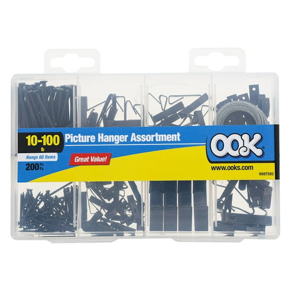 Ook Picture Hanging Kit, 10-100 lbs, Steel, Matte Black, 200 pack