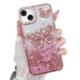 thumbnail image 1 of OOK for iPhone 13 Case, Cute 3D Diamond Butterfly Pattern Luxury Slim Plating Bling Glitter Protective Phone Case with Screen Protector for Girls Women, Pink, 1 of 6
