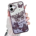 thumbnail image 1 of OOK for iPhone 16 Plus Case, Cute 3D Diamond Butterfly Pattern Luxury Slim Plating Bling Glitter Protective Phone Case with Screen Protector for Girls Women, Purple, 1 of 6