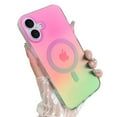 thumbnail image 1 of OOK For iPhone 16 Plus Case Magnetic, Compatible with Magsafe Cute Gradient Rainbow Iridescent Matte Protective Phone Case with Screen Protector for Girls Women, Fluorescent Pink & Green, 1 of 5