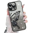 thumbnail image 1 of OOK For iPhone 16 Pro Case, Luxury Plating Butterfly Liquid Floating Quicksand Gradient Glitter Lens Protection Phone Case with Screen Protector for Girls Women, Black, 1 of 6