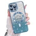 thumbnail image 1 of OOK For iPhone 16 Pro Case Magnetic, Compatible with Magsafe Love Heart Glitter Bling Plating Camera Protection Phone Case with Screen Protector for Girls Women, Blue, 1 of 6