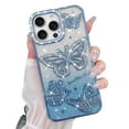 thumbnail image 1 of OOK for iPhone 16 Pro Max Case, Cute 3D Diamond Butterfly Pattern Luxury Slim Plating Bling Glitter Protective Phone Case with Screen Protector for Girls Women, Blue, 1 of 6