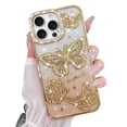 thumbnail image 1 of OOK for iPhone 16 Pro Max Case, Cute 3D Diamond Butterfly Pattern Luxury Slim Plating Bling Glitter Protective Phone Case with Screen Protector for Girls Women, Gold, 1 of 6