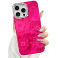 thumbnail image 1 of OOK for iPhone 16 Pro Max Case with Screen Protector, Cute Sunflower Floral Pattern Shiny Bling Glitter Diamond Camera Protection Hard PC Back Shockproof Phone Case for Women Girls, Hot Pink, 1 of 5