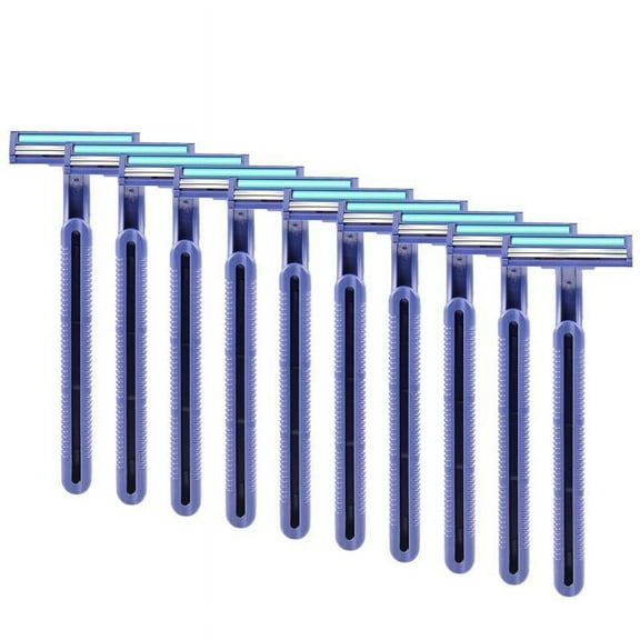 OOKWE 10 Pcs Razor Blades Disposable Stainless Steel Shavers High End Twin Blade Razors w/ Non-slip Handle for Men and Women
