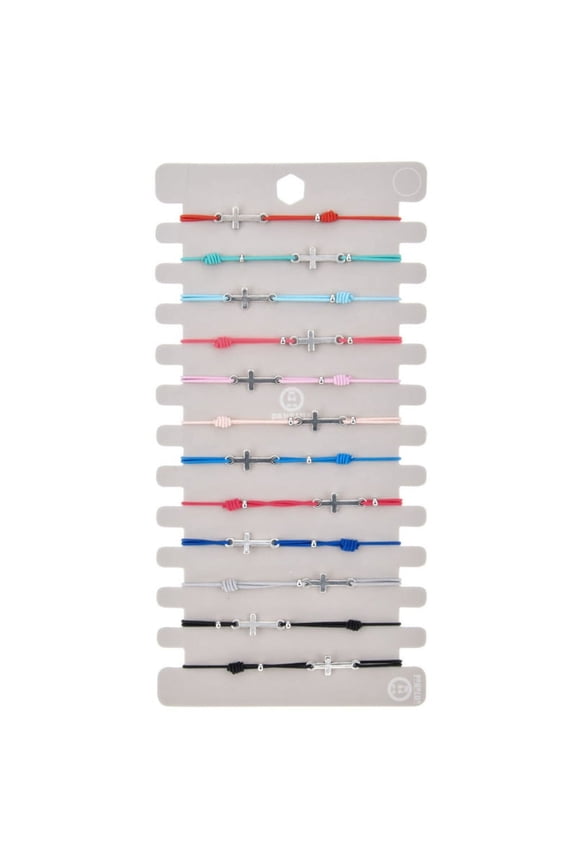 12PCS/Set Alloy Cross Stretch Bracelet Female Christian Hand Knitted Jewelry