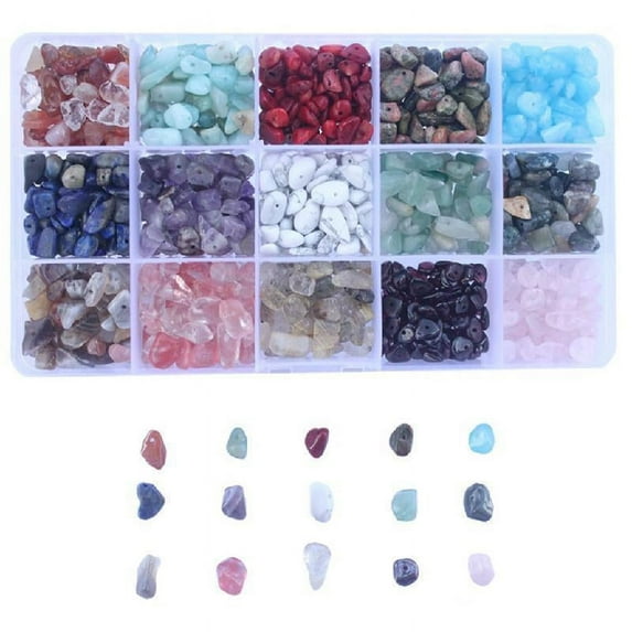 OOKWE 15 Color Assorted Gemstone Beads Irregular Natural Chips for DIY Jewelry Making