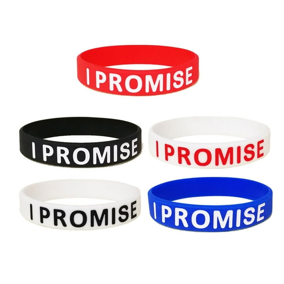 OOKWE 5 Pcs Assorted Colors Bracelets I Promise Silicone Sports Wristband Jewelry Gift