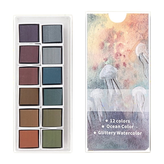 OOKWE Artist Watercolor Paints 12 Metallic Colors Solid Watercolor Set for Beginners