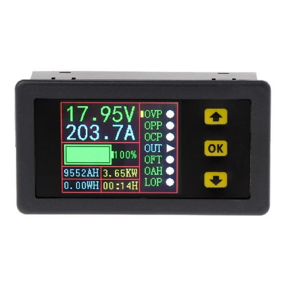 OOKWE DC Voltage Amperage Power Battery Capacity Amp-Hour Watt-Hour Time Multimeter LCD Digital Volt Current AH WH Watt Test