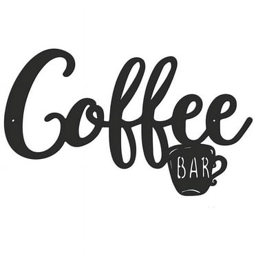 OOKWE Metal Coffee Sign Tea Cup Bar Sign Hanging Wall Art Decor Coffee Word Letter Sign for Cafe Farmhouse Kitchen Wall Decoration 12 x 7.2 Inch