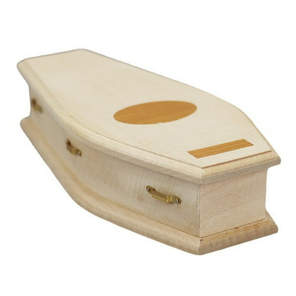 OOKWE Miniature Wooden Coffin Model Mini Dollhouse Coffins Box Wood Crafts