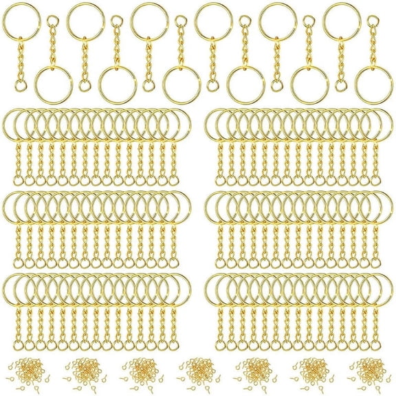 OOKWE Split Key Ring with Chain Set Open Jump Rings Screw Eye Pins Connector Charms