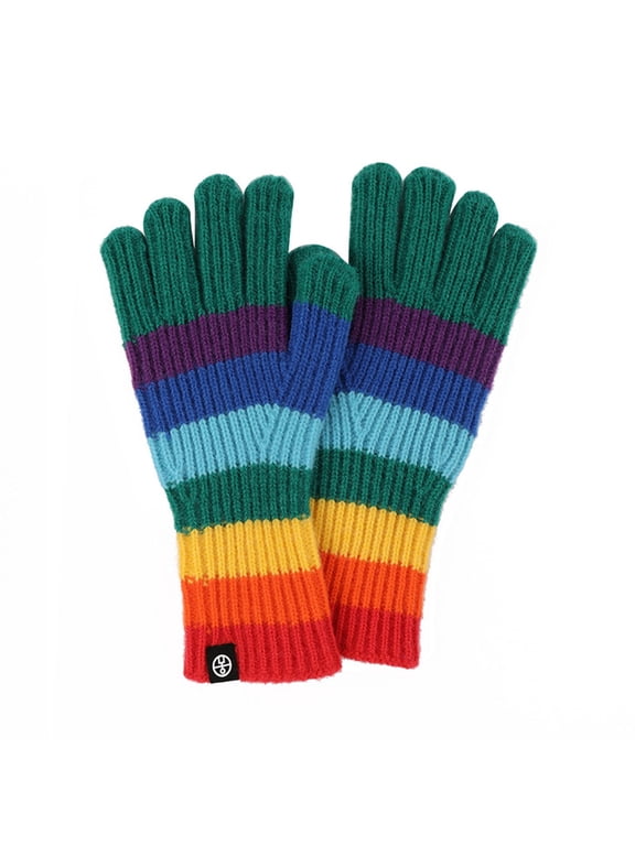 Thickened Rainbow Gloves Full Finger Cartoon Stripe Mittens Cosplay Supplies